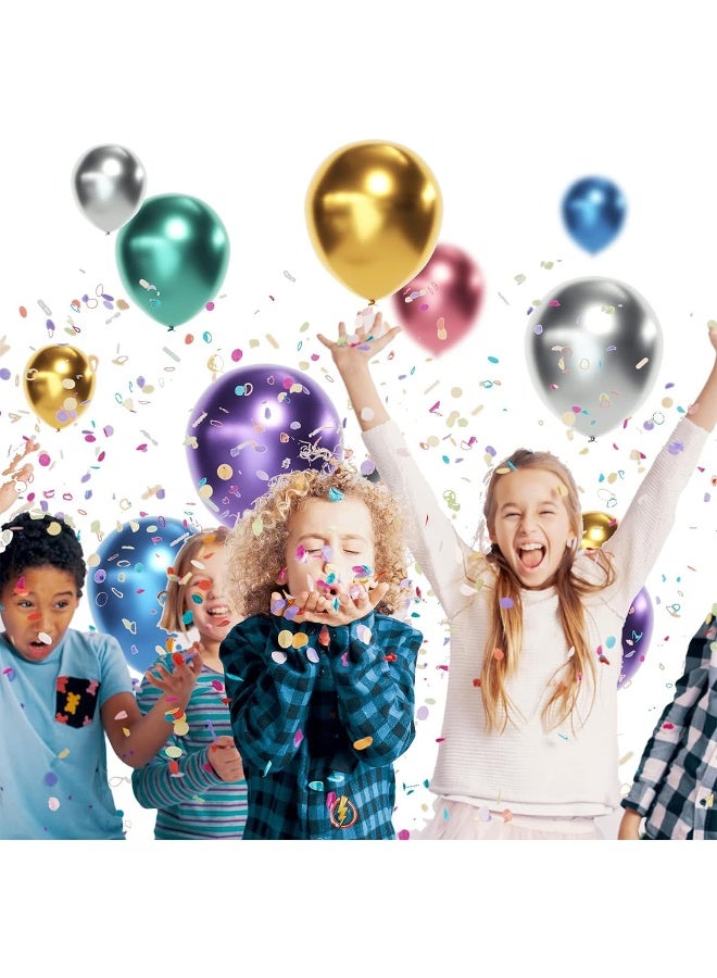 Halamodo 50Pcs 10 Inch Metallic Latex Balloons | Decorated Party Balloons| Multicolor Assorted for Valentine’s Day Birthday Wedding Home Party Decoration | High-Gloss Foil-Look Latex Balloons | Holiday Celebration Festival Decor Set - Image 3